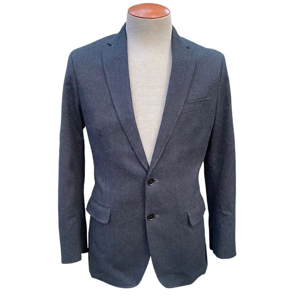 Banana Republic Men’s 2-Button Sports Coat Tailored Fit 38R Elbow Patches Blue